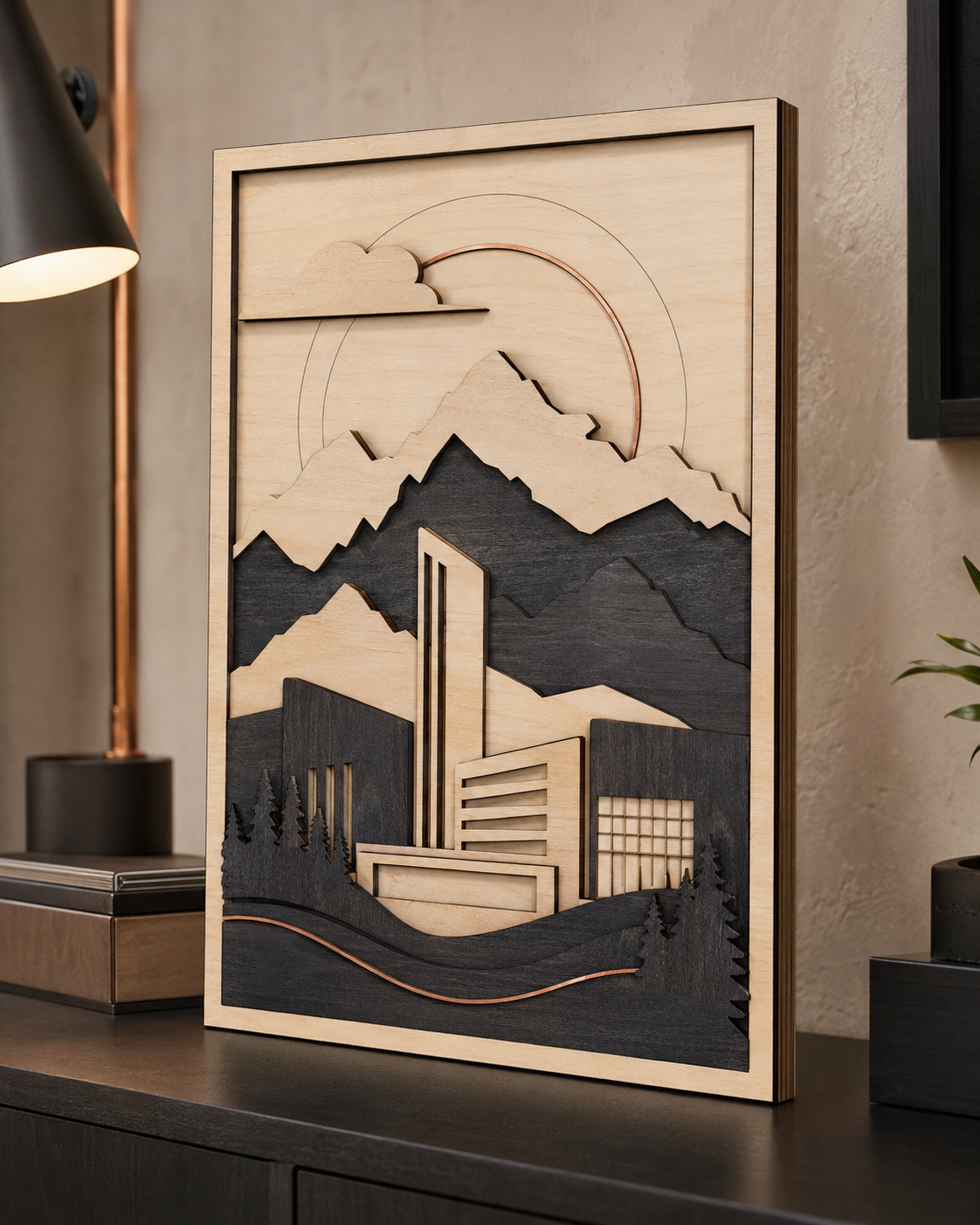 Multi Layer Wood Office Decor